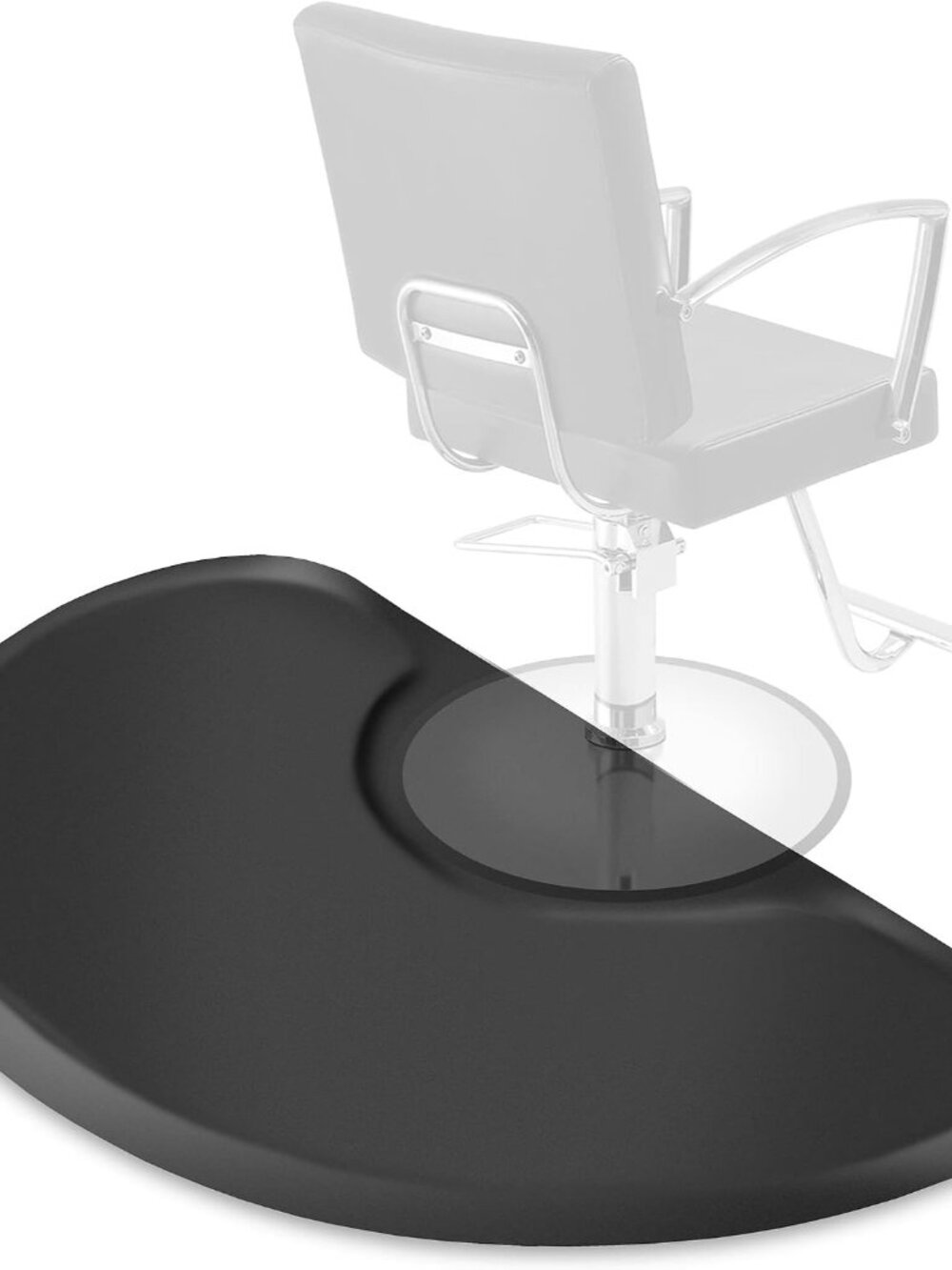 3 ft. x 4 ft. Salon & Barber Shop Chair Anti-Fatigue Mat - Black Semi Circle - 1